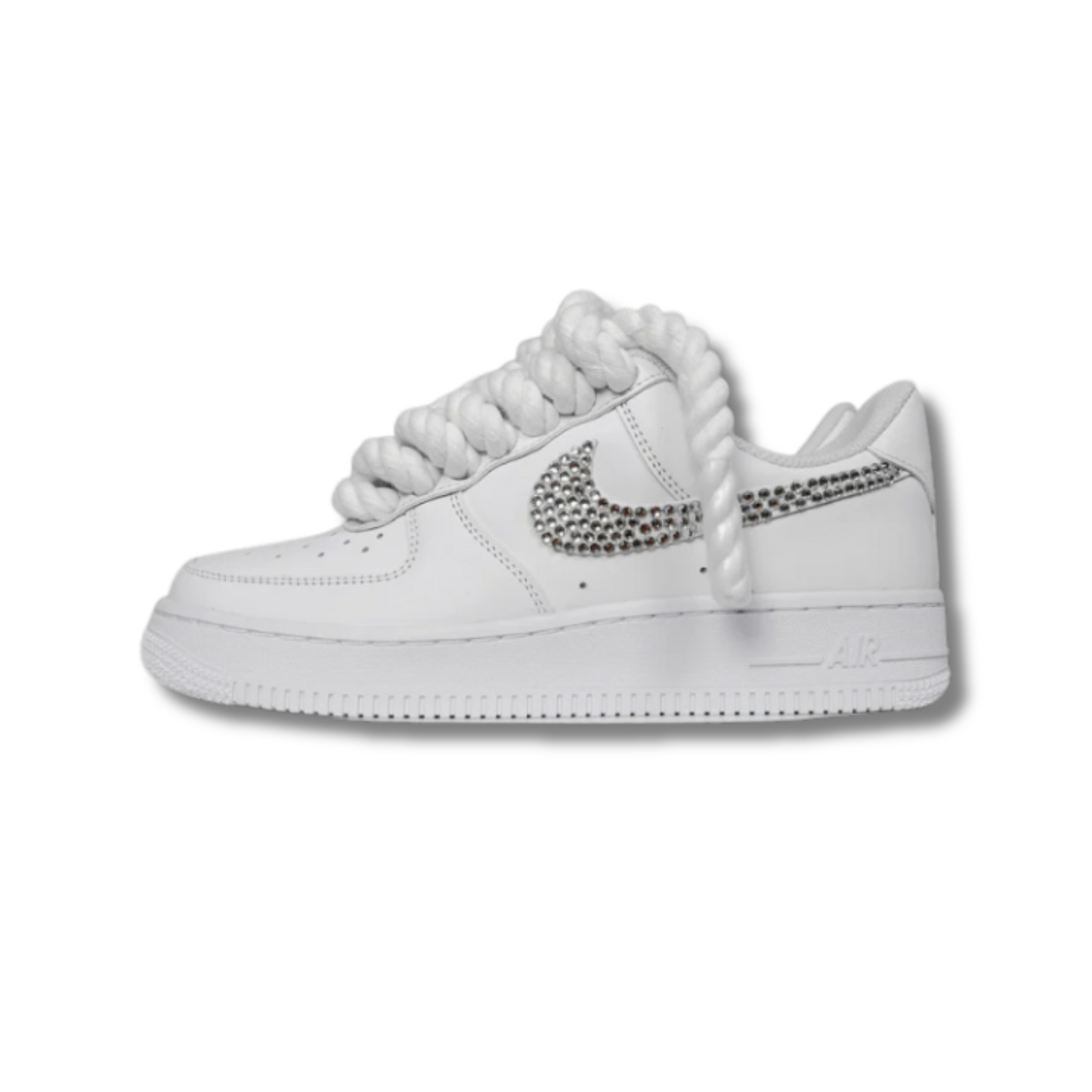 Af1 blancas con ropelaces y logo brillante