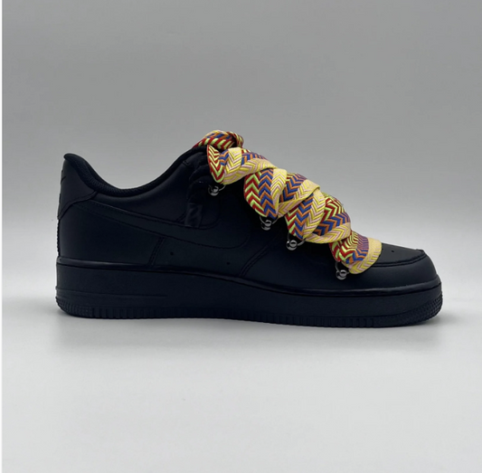 af1 negras con cordones lanvin amarillos